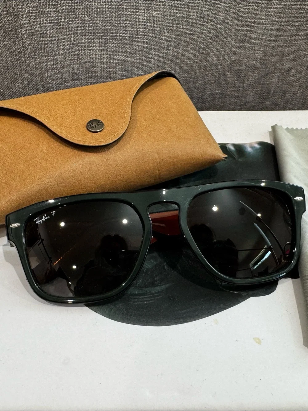 Ray-Ban Polarized Brown Lens Green and Brown Frame Sunglasses - Unisex